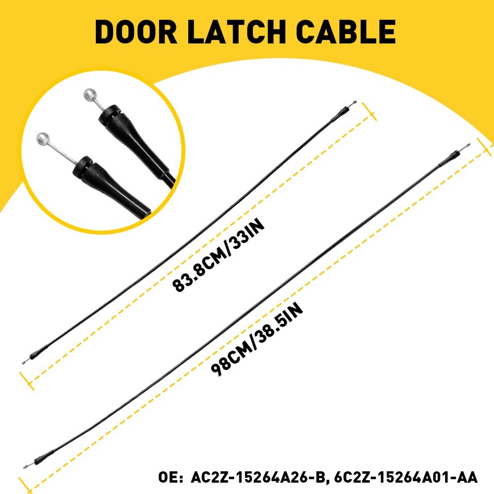 Side Cargo Door Left Upper&Lower Latch Release Cable Fits Ford E150 E250 E350 Side Cargo Door Left Upper&Lower Latch Release Cable Fits Ford E150 E250 E350