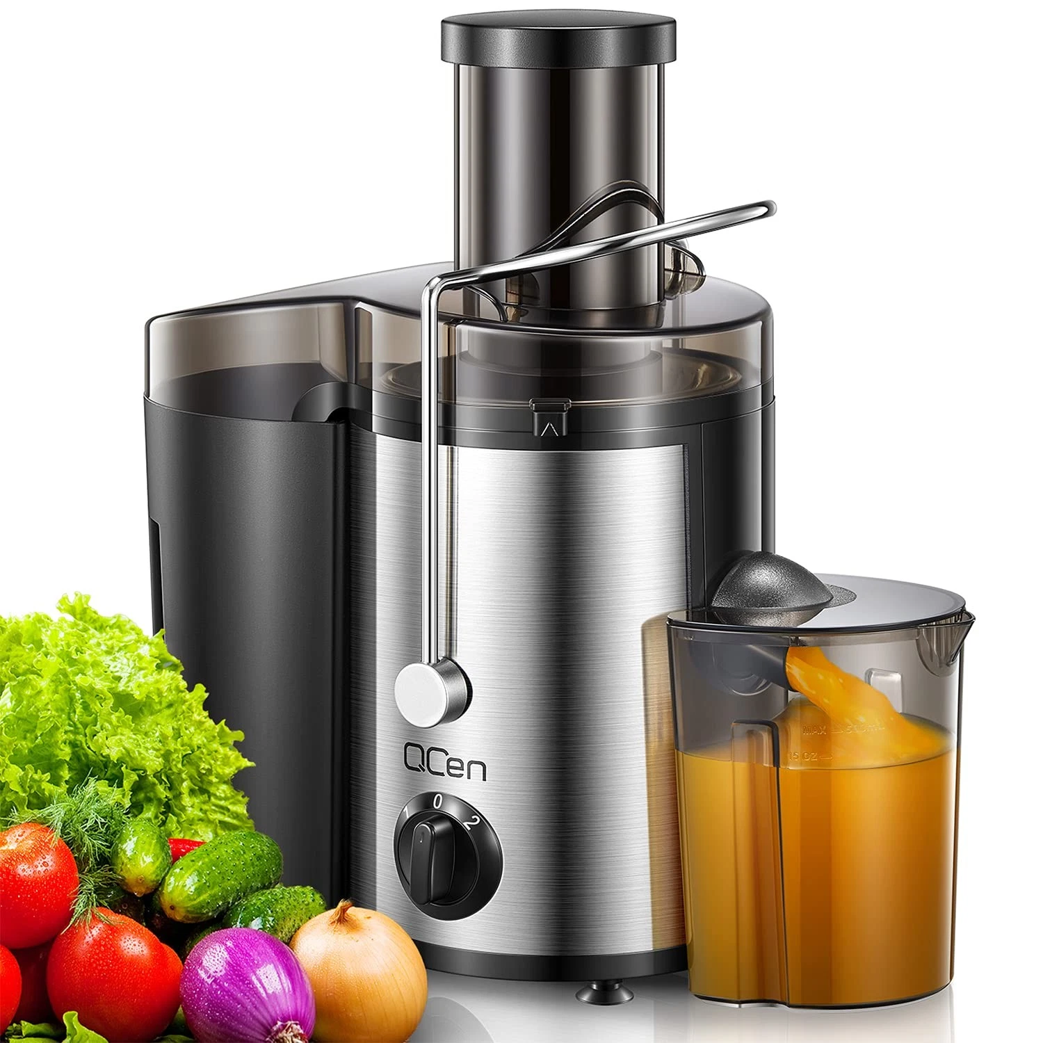 500W Centrifugal Juicer, Wide 3” Chute, Easy Clean, Stainless Steel, BPA-Free