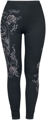 Rock Rebel by EMP Damen schwarze Leggings mit rockigem Print