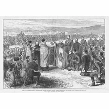 RUSSO TURKISH WAR Consecration of Bulgarian Legion Banners - Antique Print 1877