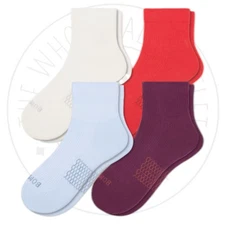 Bombas Women's Modern Rib Quarter Sock 4-Pack - Blue Plum Mix - Size M