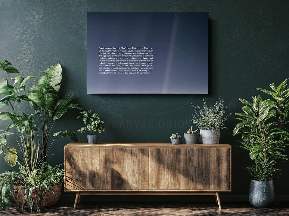 Impresión en lienzo de punto azul pálido - Arte de pared espacial cita Carl Sagan Foto 3 de 4