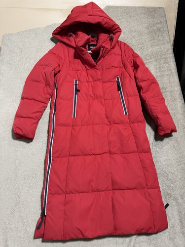 OROLAY Women's Size XS Red Hooded Knee Length Thickened Down Jacket NWT - Picture 3 of 8