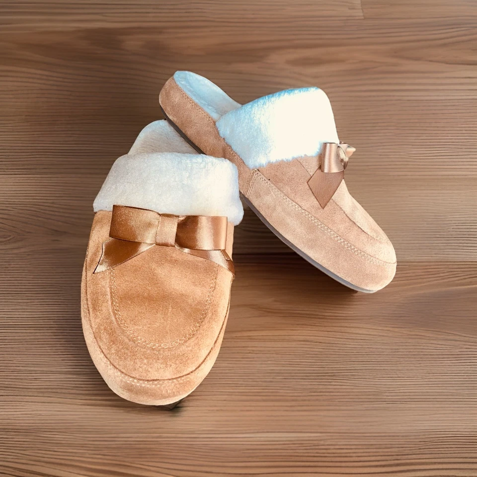 Zapatillas Vionic Nessie para mujer 8 mulas de gamuza caramelo piel de oveja cómodas Foto 2 de 4