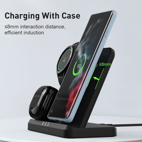 3 in 1 Wireless Charger Dock Charging Station For Samsung Galaxy S22 Ultra - Photo 5 sur 12