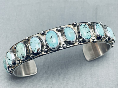 Important Vintage Santo Domingo Tony Aguilar Sterling Silver Inlay Bracelet Important Vintage Santo Domingo Tony Aguilar Sterling Silver Inlay Bracelet