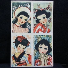 Vintage Junichi Nakahara Gril Illustration/K295f