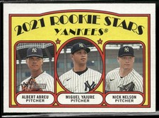 2021 Topps Heritage #363 Yankees (Albert Abreu / Miguel Yajure / Nick Nelson)