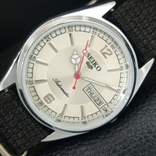 VINTAGE REFURBISHED SEIKO 5 AUTOMATIC JAPAN MENS SILVER DIAL WATCH a444337-3