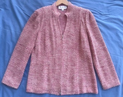 LikeNew 8 Pink ST. JOHN COLLECTION L/S Knit Zip Jacket $995 Retail Made in USA