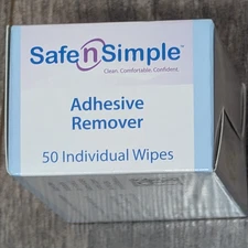 Safe n Simple • Adhesive Remover Wipes 2"x2" • 50 count • Exp 10/26 • New Sealed