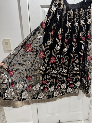 Soft Surroundings Long Black Skirt With Embroidered Mesh Eith Zipper Size XL - Picture 5 of 9