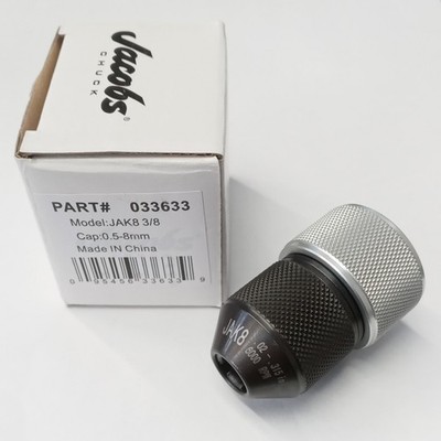 Jacobs 033633 JAK8 CAP. 0.5-8mm Pneumatic Keyless Drill Chuck 3/8'' Mount