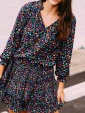 Current Air Aurelie Pleated Star Print Mini Dress Sz M