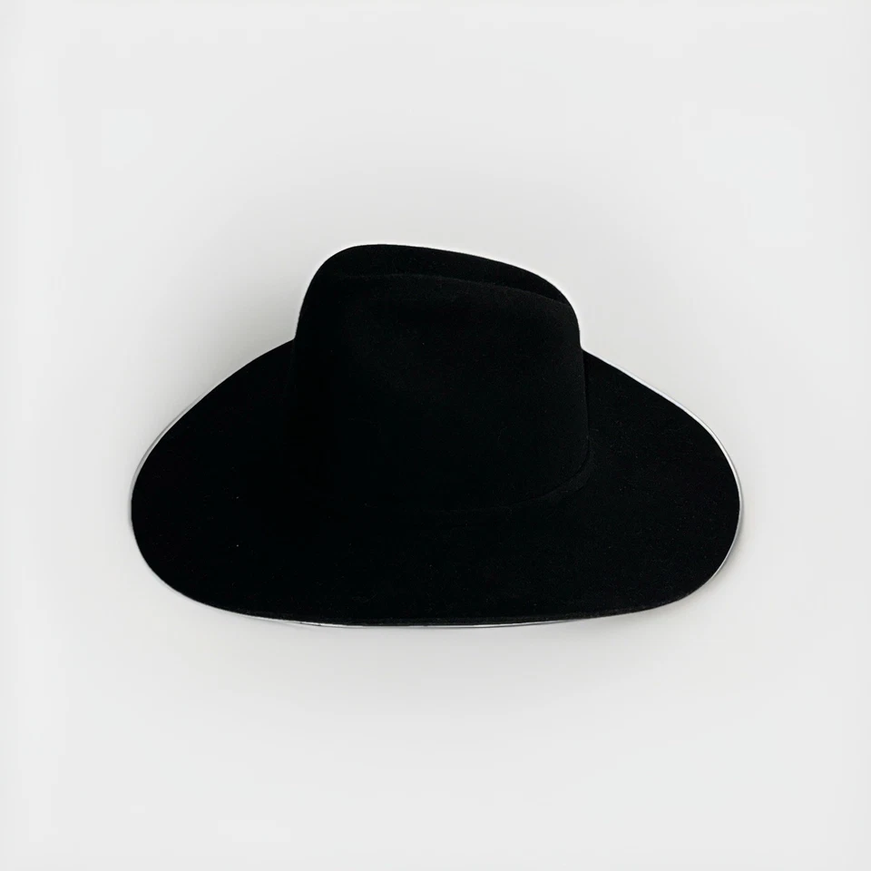 Chapéu de cowboy ocidental mistura de lã pele de lanofelt vintage XX preto tamanho 7 1/8 feito nos EUA - Imagem 4 de 4