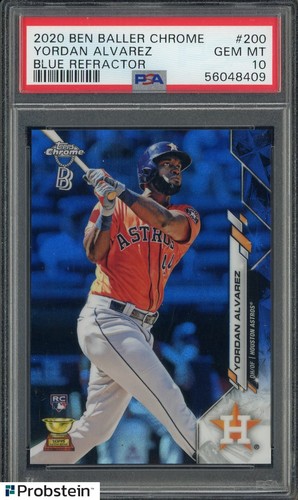 Yordan Alvarez 2020 Ben Baller Chrome Blue Refractor /75 PSA 10 RC Rookie