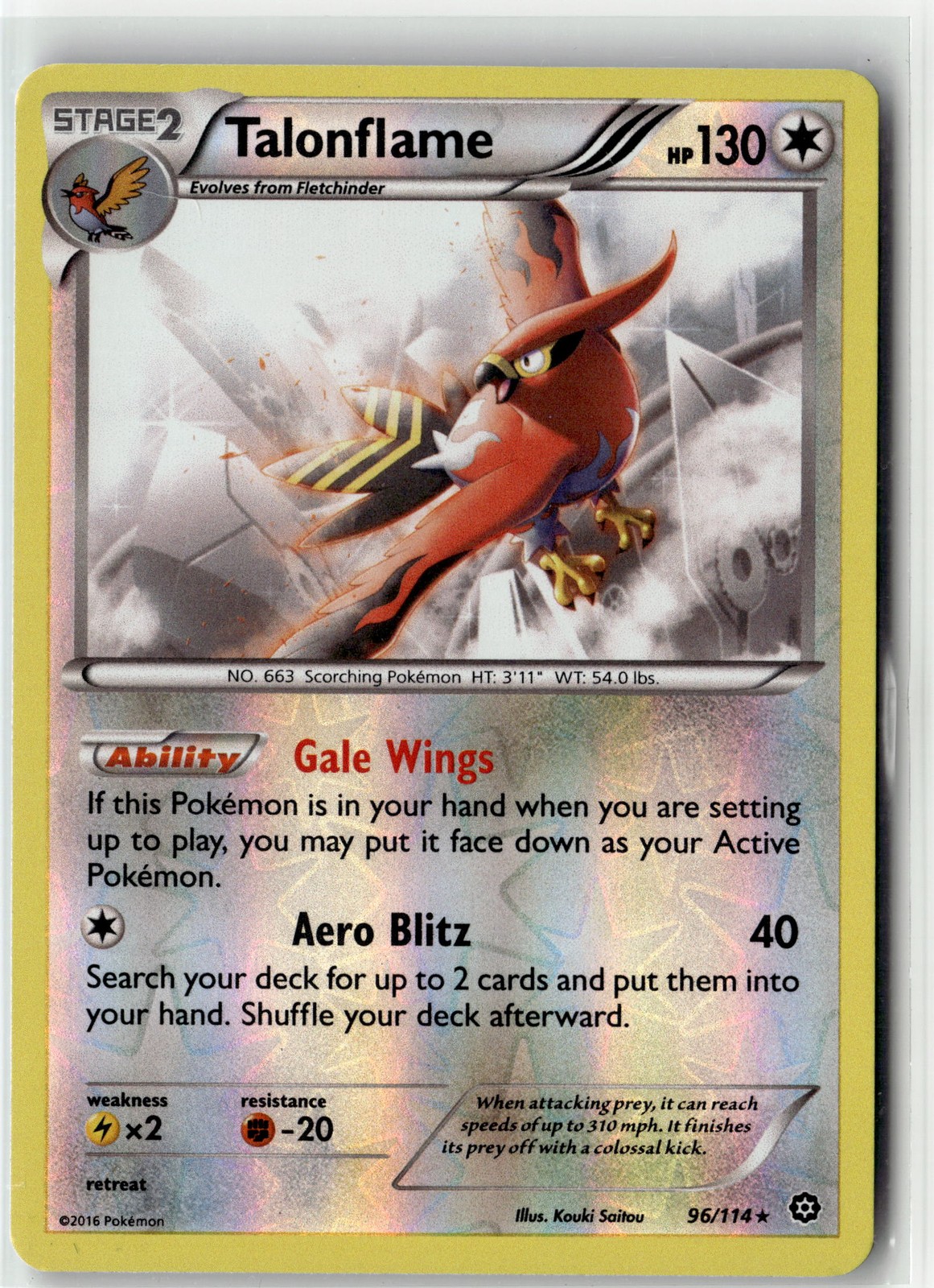 Talonflame Rare XY - Steam Siege 96/114 Reverse Holo NM
