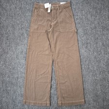 NWT American Eagle Womens 2 Super High Rise Wide Leg Baggy Pants Stretch Brown
