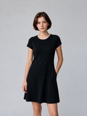 Toad & Co Black Short Sleeve Dress Fit Flare Women's Large