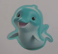 Colorful Adorable Baby Blue Dolphin Sticker 2.18" x 2" (AE)