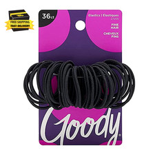 Ouchless Hair Elastics, Black, 36 Count Pack of 1                