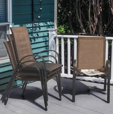 Set of 4 Nuu Garden Patio Dining Chairs Outdoor Stackable Textilene Iron Frame