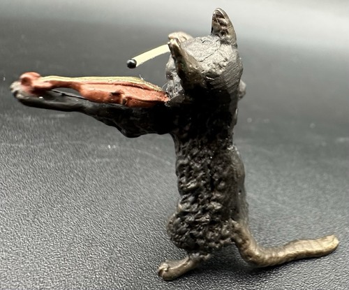 Vienna Bronze Miniature Black Cat Figurine Orchestra Violin Franz Bergmann - Picture 8 of 12
