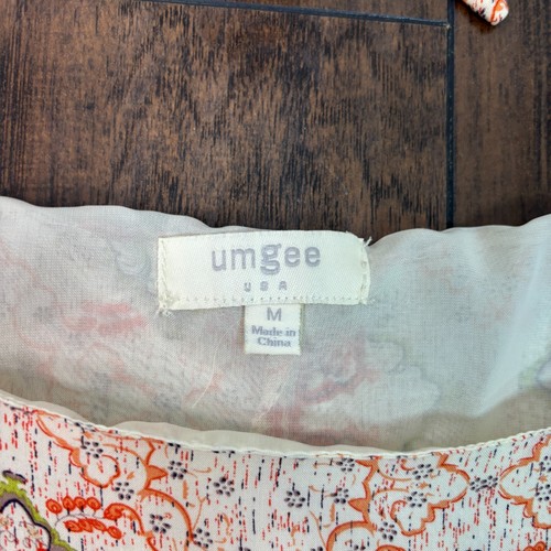 Umgee Babydoll Tunic Blouse Medium Orange Boho Bell Sleeve Blouse Women's - Picture 10 of 11