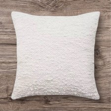 NEW Woven Cotton Textured Square Throw Pillow Light Taupe / Gray - Boucle 18x18