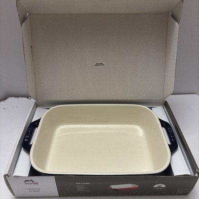 STAUB Ceramique Ceramic Rectangular Gratin Dish 10.5'' x 7.5'' Dark Blue - NIB