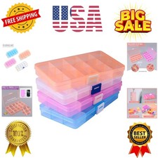 15 Girds Bead Organizer4 Pack, Earring Organizer Box, SMALL Plastic Container...