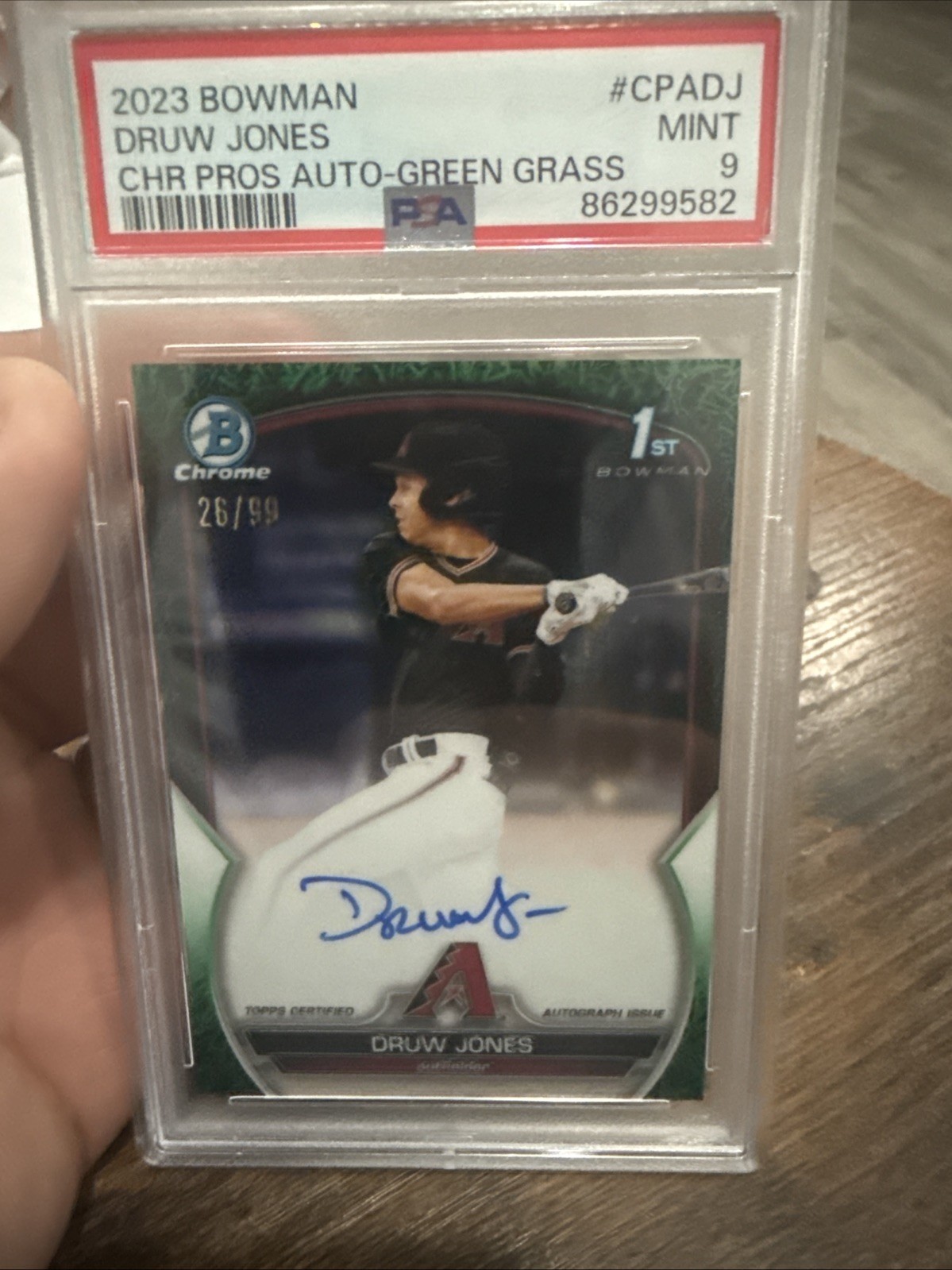 2023 Bowman - Chrome Prospect Autographs Druw Jones #CPA-DJ Green grass Ref /99 