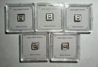 (5) 1 One gram .999 silver bar in ASSAY, GEIGER, Feinsilber, Silver Square x 5