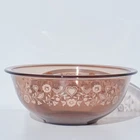Vintage 1970s Pyrex Festival Harvest Amber Mixing Bowl Folk Art Birds Hearts 10"