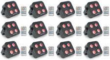  12 Rockville MINI RF4 V2 Black DJ/Party Wash Lights RF Remote APP Wireless DMX