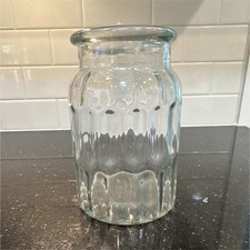 Clear Round Ribbed Textured Glass Jar Canister, Open Top, 1 Jar Included