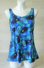 Damen Badeanzug Badekleid Bademode Schwimmanzug Pfauenfeder Cup B 41678/4