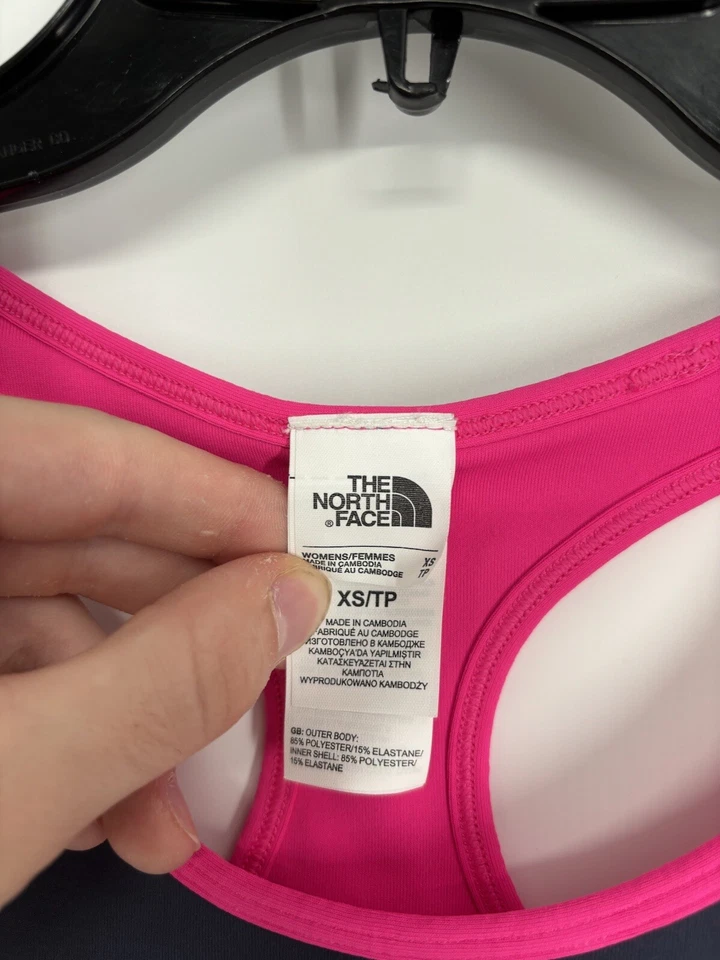 Nuevo sin etiquetas Sujetador deportivo para mujer The North Face gris rosa Pullover espalda deportiva XS atlético Foto 3 de 3