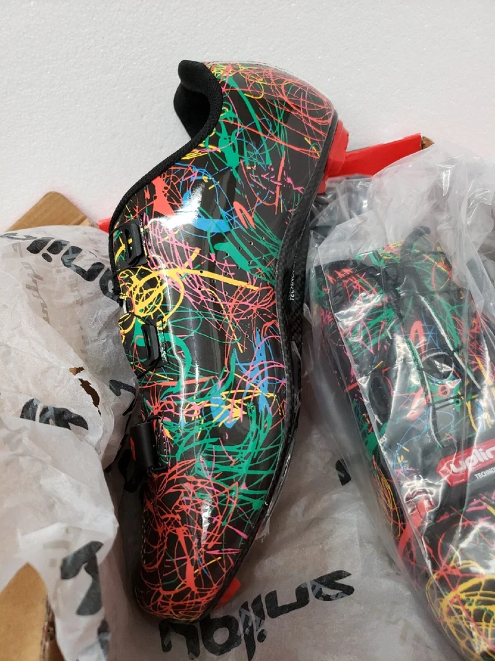 Upline Cycling Shoes W/ Buckle 11.5 US 45EU Upline Carbon Outsole Black Paint Sp - Image 4 of 4