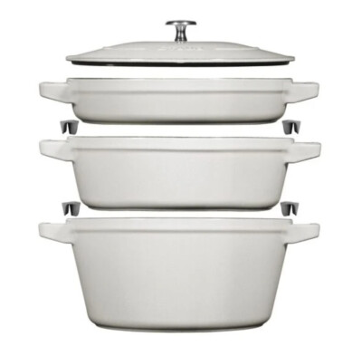 3-tlg Zwilling Staub La Cocotte Set inkl. Schmortopf Pfanne Deckel Gusseisen
