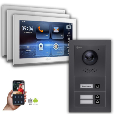 Goliath IP Video Türsprechanlage: 10-Zoll 3 Familienhaus, Smartphone App, Anthra