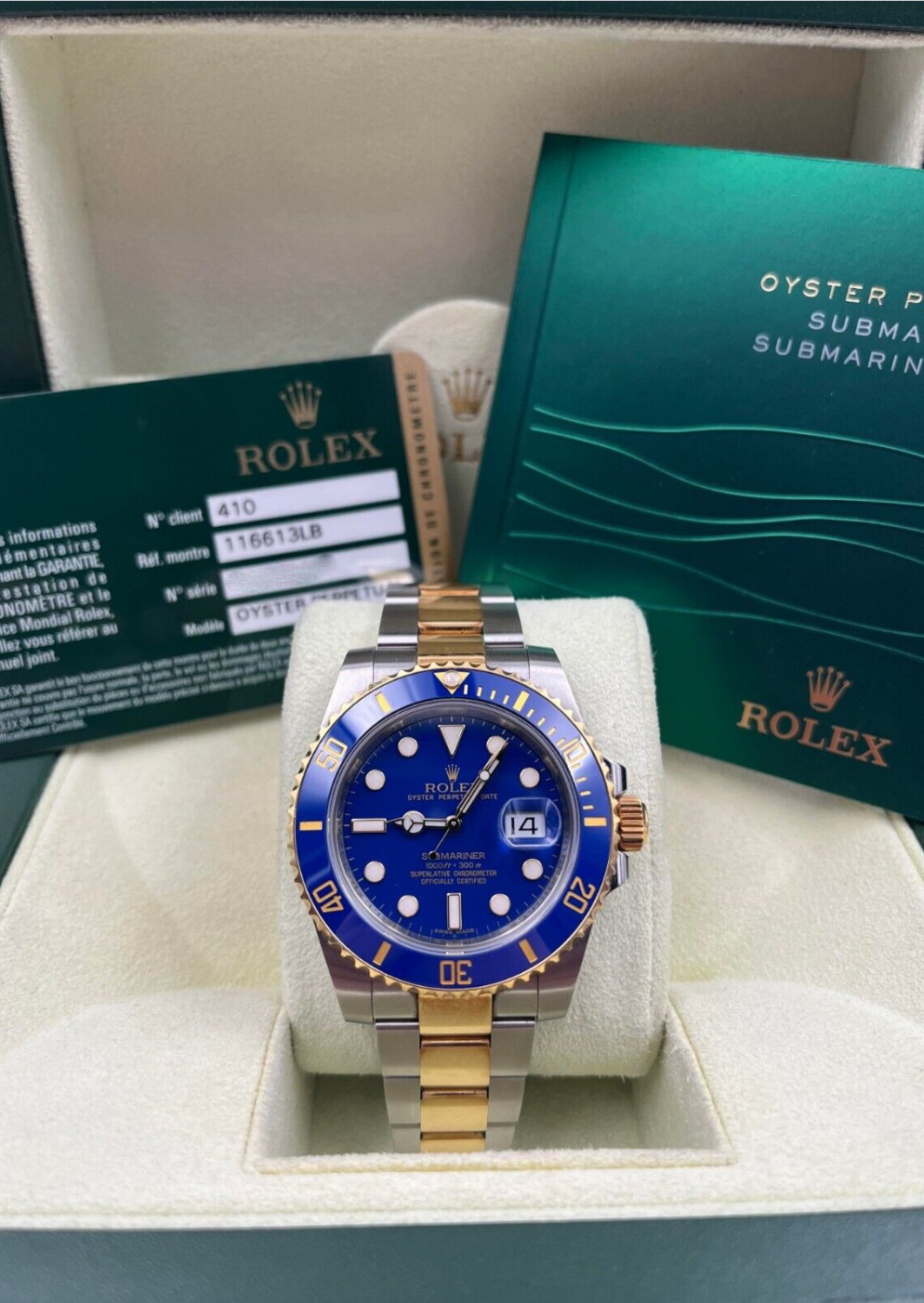 Rolex Submariner Date 40mm Blue Dial Two Tone 116613LB Pre-Owned 2009