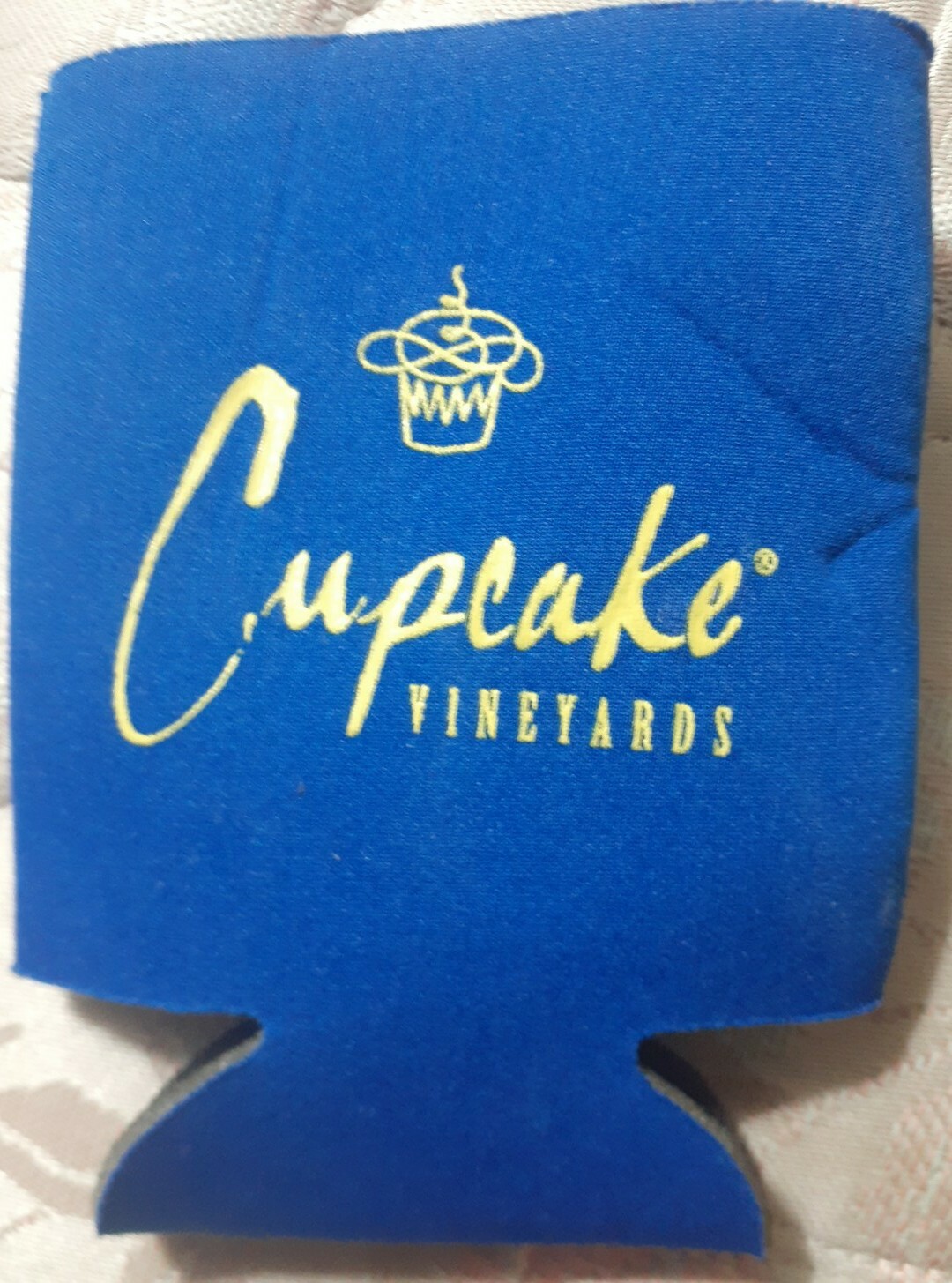 Cupcake Vineyards Wine Cooler Sleeve Blue with Yellow Logo-image