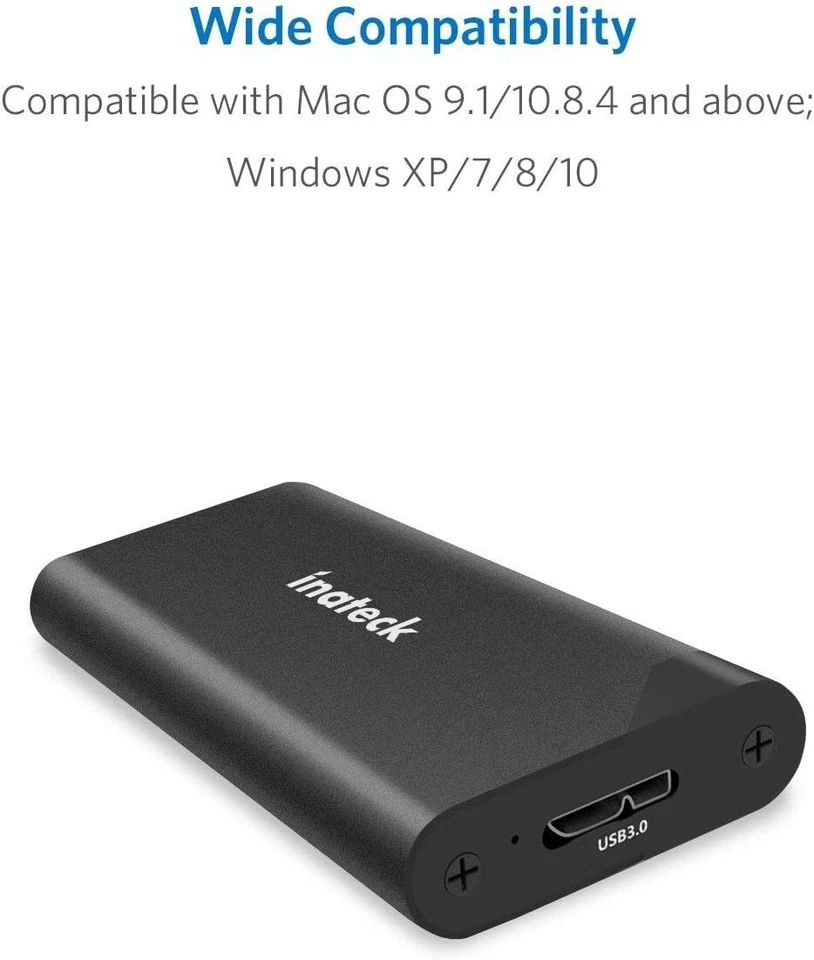 Inateck M.2 SATA Enclosure, USB 3.0 External Hard Drive Case, FE2012N - NEW - Image 3 of 4