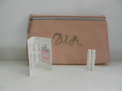 Lot x4 Dior Pink Rose Beaded Cosmetic Bag + Miss Dior + Jadore Perfume Vials