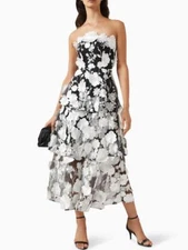 Women Black Blue Dress White Embroidery Floral Off Shoulder Bar Sexy Party Dress