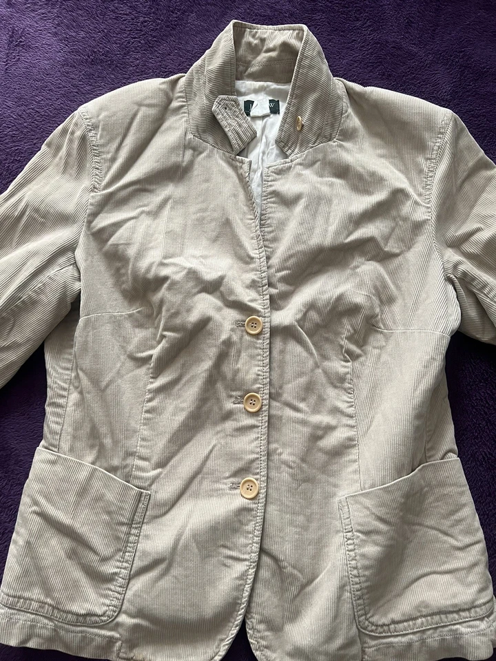 Casaco feminino J Crew vintage veludo ervilha tamanho grande usado excelente estado - Imagem 2 de 3