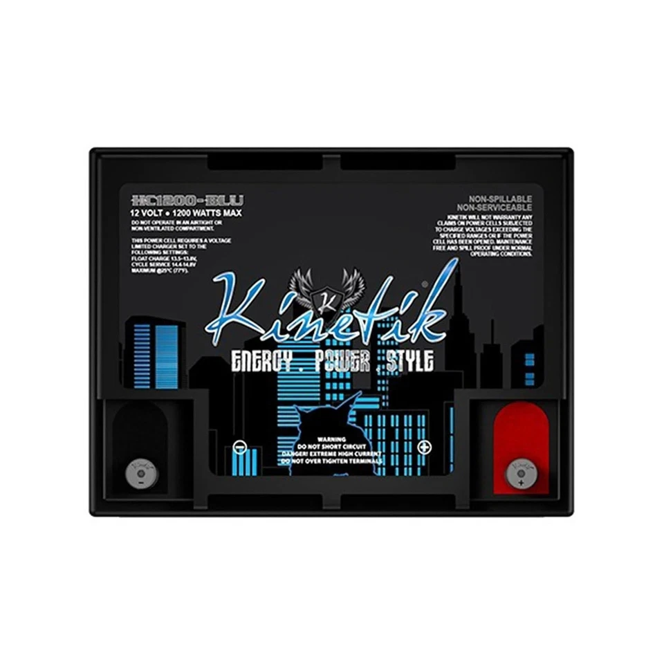 Celda de alimentación de audio para automóvil AGM de alta corriente Kinetik (HC1200-BLU) 1200 vatios 12 V - Ba... Foto 2 de 4