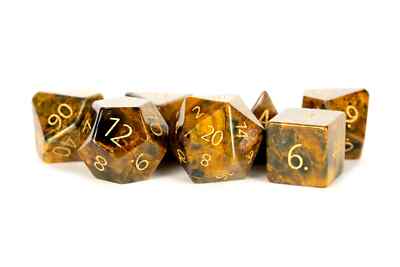 Engraved Matrix Tiger s Eye: Full-Sized 16mm Polyhedral Dice Set MDG0219