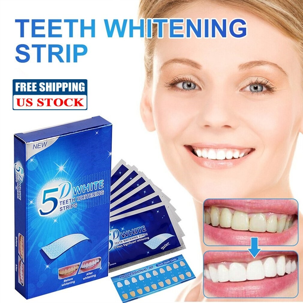 Teeth Whitening Strips 5D Tooth Bleaching Professional Safe Strong